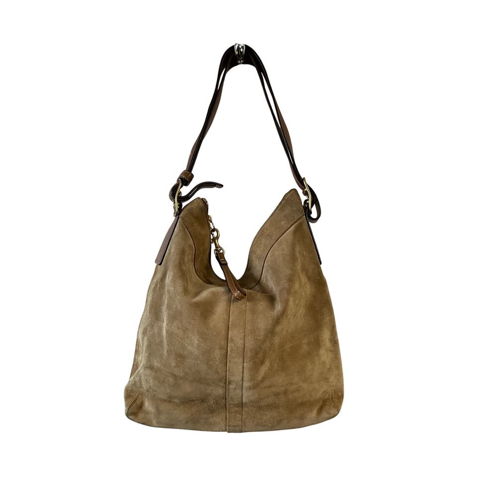 Coach Legacy 9324 Tan Suede Hobo Shoulder Bag Leather Trim